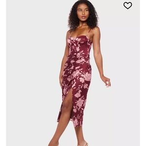 Elegant Floral Burgundy Dress